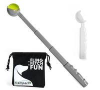 Kompact9 - Retractable, Pocket Sized Dog Ball Thrower, Made From Recycled Plastic, UK Designed and Manufactured, Fits a Standard Tennis Ball (Grey)