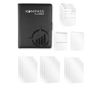 KOMPASS® A5 Refillable Planner Kit | 420 Pages with Lined, Grid & Dotted Paper | To-Do Organizer, Meeting Notes & Habit Journal Inserts