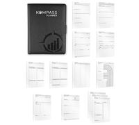 KOMPASS® A5 Ring Binder, Planning Set Including 309 Planner Inserts & Divider Set, Refillable A5 Planner, Productivity Organiser, Bullet Journal, Habit Tracker