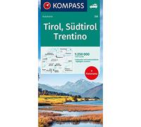KOMPASS Autokarte Tirol, Südtirol, Trentino/Tirolo, Alto Adige, Trentino 1:250.000: mit Strassenkarte