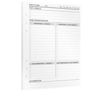 KOMPASS Daily Planner | A5 Planner Inserts | 30 Sheets for Task Prioritization and Time Management | Matrix, To-Do Lists & Reflection | Bullet Journal & Productivity Refills