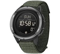 Kompass Digital Military Watch for Men Women Rubber Wristwatches with Metronome Pedometer Dual Time Zone Timer Stopwatch 5ATM Waterproof Digital Watches, Nylon green, Sports