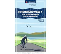 KOMPASS Fahrrad-Tourenkarte Rheinradweg 1 1:50.000: Vom Bodensee nach Mannheim