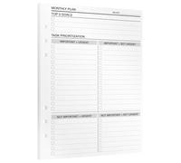 KOMPASS® Monthly Planner | A5 Planner Inserts | 24 Sheets for Goal Setting, Task Prioritization & Reflection | Undated Monthly Calendar | Bullet Journal, Agenda, Productivity Refills
