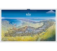 KOMPASS Panorama-Poster Die Alpen von Norden: Plano in der Rolle 1:1000000