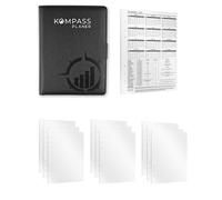 KOMPASS Ring Binder A5 Refillable | Note Set Including 275 Inserts | Notebook Refillable Ring Binder A5 Binder Including Notes, To-Do List, Lined, Squared & Dotted DIN Paper