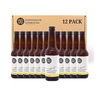 Kompassion Kombucha Soft Drink Tea Elderflower Flavour- Gluten Free, Vegan, Low-Calorie Beverage- 330ml (12 Pack)