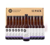 Kompassion Lavender Kombucha Tea (330ml)12 Pack - Low Sugar, Vegan, Probiotic Soft Drink