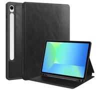 Kompatibel mit Samsung Galaxy Tab S10 FE/S9 FE 10,9 Zoll Hülle, schlanke Tablet-Schutzhülle, Auto Wake Sleep, weiche TPU-Schutzhülle, Smart Cover mit Stifthalter ZY (BLACK)
