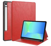 Kompatibel mit Samsung Galaxy Tab S10 FE/S9 FE 10,9 Zoll Hülle, schlanke Tablet-Schutzhülle, Auto Wake Sleep, weiche TPU-Schutzhülle, Smart Cover mit Stifthalter ZY (RED)