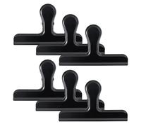 komstuon 6 Pack Bulldog Clips Large,4.7 Inch Long Metal Large Bull Clips, Black Stainless Steel Metal Clips for Food Bags, Crafts Drawing,Photo, Office Files and Papers