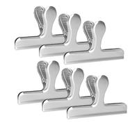 komstuon 6 Pack Large Bulldog Clips, 4.7 Inch Long Stainless Steel Silver Metal Clips for Food Bags, Crafts, Office Files