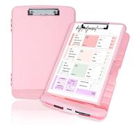 komstuon Clipboard with Storage, Plastic A4 Clipboard Case Storage Clipboard with Separate Pen Compartment,Writing Clip Boards Waterproof for School, Office, Medical Personnel-Pink