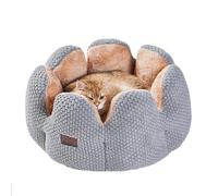 Komsuelo Cat Beds for Indoor Cats for Small Dogs, Washable Round Pet Bed with Anti-Slip Bottom, 23 Inches Petal Design Beds with Fluffy Ultra Soft Cushion, Green (Grey)