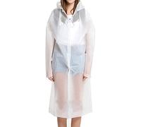 KOMUNJ 1 Pack Raincoat, Rain Poncho Adult Portable, reusable raincoat, EVA Material waterproof, With Drawstring Hood and Sleeves, for Unisex Adults (White), M
