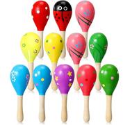 KOMUNJ 12 Pieces Maracas Musical Instrument, Children's Toys Wooden Rattle, Suitable for Early Childhood Education, Children's Parties, Musical Fun, Random Color