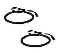 KOMUNJ 2 Pieces Handmade Buddhist String Bracelets, Tibetan Adjustable Woven Rope Bracelet, Good Luck Handmade Adjustable Friendship Bracelets Set Gift, for Lover Women Men, Black