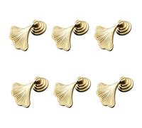 KOMUNJ 6 Pieces Ginkgo Leaf Shape Knob Handles Golden Teardrop Pendant Hardware Drawer Single Hole Handle for Cupboards Drawers Bookshelves Gold