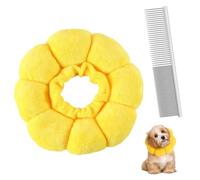 KOMUNJ Cat Recovery Collar, Soft Cone Collar, Cute Sunflower Design, Bring a comb, Soft Adjustable Pet Recovery Collar, Yellow Cotton, Anti-Bite Lick, Cat Grooming, Quicker Healing Post Surgery