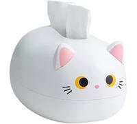 KOMUNJ Cat Tissue Box, Fashionable, White, ABS, Kawaii Cat Tissue Box for Bathroom, Living Room, Bedroom, Car and Office