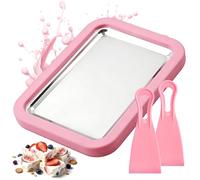 KOMUNJ Ice Plate for Ice Making, Ice Cream Machine Rolls Maker with 2 Spatulas, Stainless Steel Ice Rolling Machine, Suitable for DIY Ice Rolling Machine