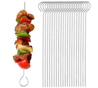 KOMUNJ Pack of 20 Stainless Steel Kebab Skewers, Roller Needles, Meat Needles, Metal Skewers, Cocktail Skewers for Trussing Turkey and Poultry, 15 cm
