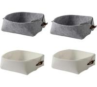 KOMUNJ Pack of 4 Foldable Small Storage Baskets, Felt Basket Storage Boxes, Foldable Felt Storage Baskets, for Remote Control, Keys, Snacks, Small Items, Felt Baskets, Grey, White