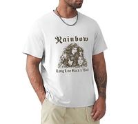 KOMYLA Men's Rainbow Long Live Rock'n'Roll'78 Ritchie Blackmore Brown T-Shirt White L