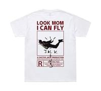 KOMYLA Summer T Shirt Look MOM I CAN Fly Funny Print T Shirt Men Women White M