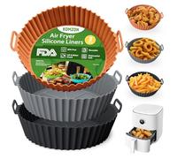 Komzon 3 Pack Air Fryer Silicone Liners, 8 Inch Air Fryer Basket Liners, Reusable Food Grade Silicone Mat, BPA Free Air Fryer Accessories For Ninja/Cosori/Philips/Oven/Microwave