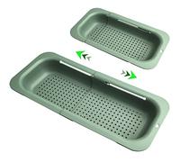 Komzon Extendable Colander Strainer Over the Sink, Retractable Kitchen Sink Basket to Wash Vegetables and Fruits, Food Strainers to Drain Pasta and Dry Dishes, Collapsible Plastic Colanders for Sink