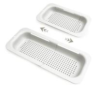 Komzon Extendable Colander Strainer, Retractable Kitchen Sink Basket, White, Plastic, 13.5-18.8 inches