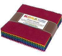 Kona Cotton Solids 85 Piece Fabric Charm Pack CHS-694-85 DARK Patchwork Bundle - Red Purple Pink Blue Green Yellow - 5" x 5" (12.5 cm X 12.5cm) Quilting Pieces
