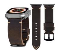KONAFEI Strap Compatible with Apple Watch Ultra 2/1 49mm 45mm 44mm 42mm 41mm 40mm 38mm Leather Replacement Strap for iWatch Series 9/8/7/SE/6/5/4/3, 210 mm, Leather