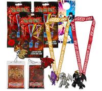 Konami Yugioh Lanyard Blind Bag 3 Pack - Comic Con Gift Bundle Including 3 Yugioh Lanyards with Charms, Card Holders and More | Yugioh ID Holder Set