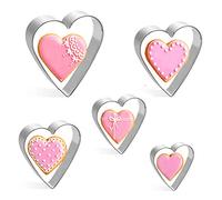KONAMO Heart Cookie Cutter Set - 5PCS Heart Shaped Cookie Cutters - Stainless Steel Biscuit Pastry Cutters for Valentine's Day