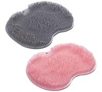 Konbawa Shower Foot & Back Scrubber Massage Pad, Foot Scrubber for Shower Floor, Silicone Hands Free Back Scrubber for Shower, Silicone Bath Massage Cushion Brush with Suction Cups