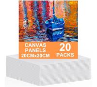 Koncci Canvas for Painting 20 x 20cm, 20 Packs Small Canvases for Painting Cotton Acid-Free for Acrylic & Oil Paint & Wet Water Art Media, Hobby Painters and Beginner