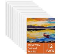 Koncci Canvas for Painting 20x25 cm-12 Packs 3 MM Cotton Blank Art Canvases Panels, Pre-Stretched Canvas Board, for Acrylic, Oil Painting Wet Art Media Projects