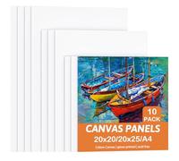 Koncci Canvas for Painting, Set of 10 Canvas Panels - 20x20cm, 20x25cm, A4(21x29.7cm), Cotton Acid-Free Blank Painting Canvases for Art, Acrylic, Oil, Watercolor Paint