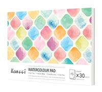 KONCCI Watercolour Paper Pad A5, 30 Sheets Watercolour Sketchbook 300GSM, Cotton Blend, Cold Press & Acid-Free, Natural White, Glued Bound, for Painting Drawing Beginner Students