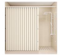 Koncey Magnetic Shower Curtain with Retractable Rod, Folding Shower Curtain, No Punching Required, Invisible Waterproof Partition Curtains, Bath Privacy Protection(White,W 150 x H 240 CM)
