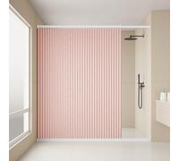 Koncey Waterproof Shower Curtains, Bathroom Folding Curtain, No Punching Required with Telescopic Rod, Shower Screen Indoor, Bilateral Magnetic Fixation(Pink,W 150 x H 200 CM)