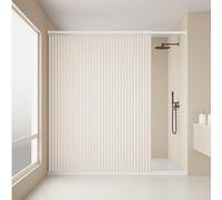Koncey Waterproof Shower Curtains, Bathroom Folding Curtain, No Punching Required with Telescopic Rod, Shower Screen Indoor, Bilateral Magnetic Fixation(White,W 240 x H 220 CM)