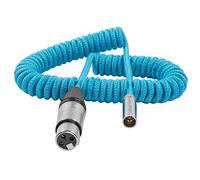 KONDOR BLUE | 12-24 Inch Coiled Mini XLR (TA3) to XLR Cable | 3-Pin Mini XLR Male to XLR Female, Shielded Balanced Audio Mic Cable for Canon EOS C70, for Blackmagic Design Pocket 4K 6K Pro | Blue