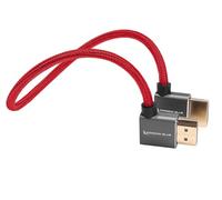 KONDOR BLUE | 12” Right Angle to Left Angle Full HDMI Straight Cable | 4K 3D Capabilities, 60Hz, HDMI 2.0, 18Gbps, HDR MetaData, & Ultra-Durable: Nylon Braided with Reinforced Connectors | Red