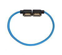 KONDOR BLUE | 12” Right Angle to Left Angle Full HDMI Straight Cable | 4K 3D Capabilities, 60Hz, HDMI 2.0, 18Gbps, HDR MetaData, & Ultra-Durable: Nylon Braided with Reinforced Connectors | Blue