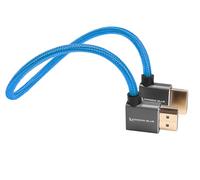 KONDOR BLUE | 12” Right Angle to Left Angle Full HDMI Straight Cable | 4K 3D Capabilities, 60Hz, HDMI 2.0, 18Gbps, HDR MetaData, & Ultra-Durable: Nylon Braided with Reinforced Connectors | Blue