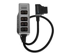 KONDOR BLUE | 12V D-Tap Power Hub Splitter with Voltmeter, 4 Way | 1/4-20 Threads, ARRI Anti Twist Locating Points, Multi Hole Mounting, Power Distribution for Camera Rigs | Gray