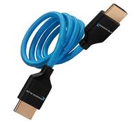 KONDOR BLUE 4K HDMI to HDMI Thin Long Straight Braided Cable for On-Camera Monitors, Capture Cards + More | 4K/60hz | 18Gbps 3D HDR MetaData | 2' Foot | Blue
